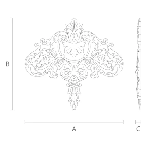 N-191 vertical decorative floral acanthus scrolls wood carving applique baroque style